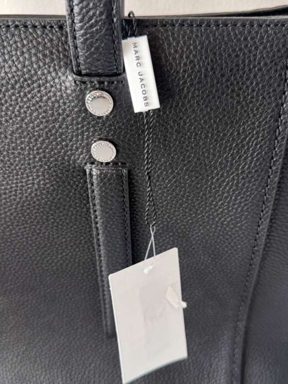 Marc Jacobs Black Pebbled Leather Tote Bag Zip Top Large Shoulder Authentic NWT - Picture 3 of 6